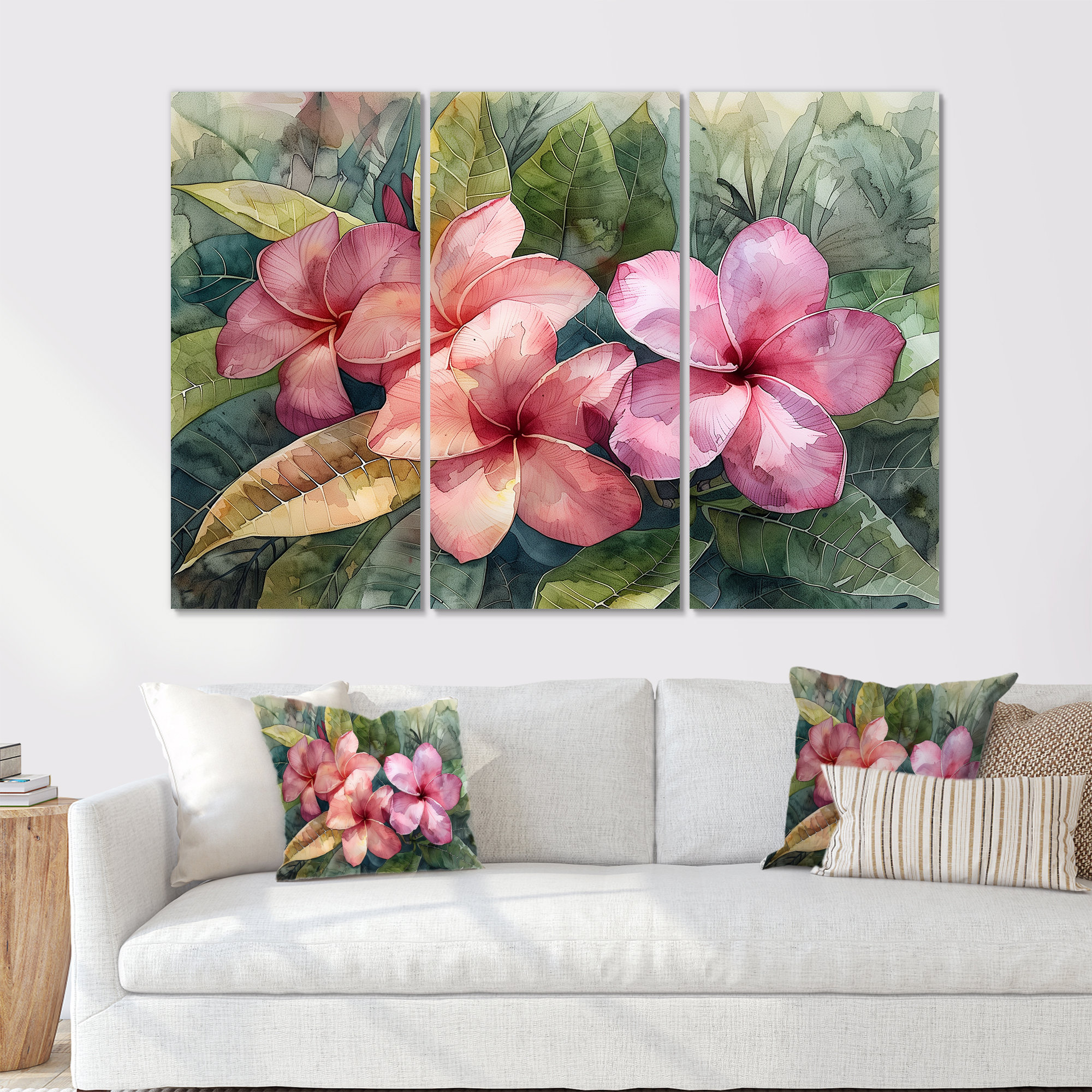 Design Art Pink Plumeria Tropical Dream III - Plumeria Wall